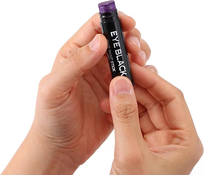 CCbeauty Purple Glitter Eye Black Stick for Baseball Football Softball Lacrosse Sport Accessories, Anti-Glare Eyeblack, Waterproof Face Paint, Last All Game, Smooth Application, High Pigmented Color