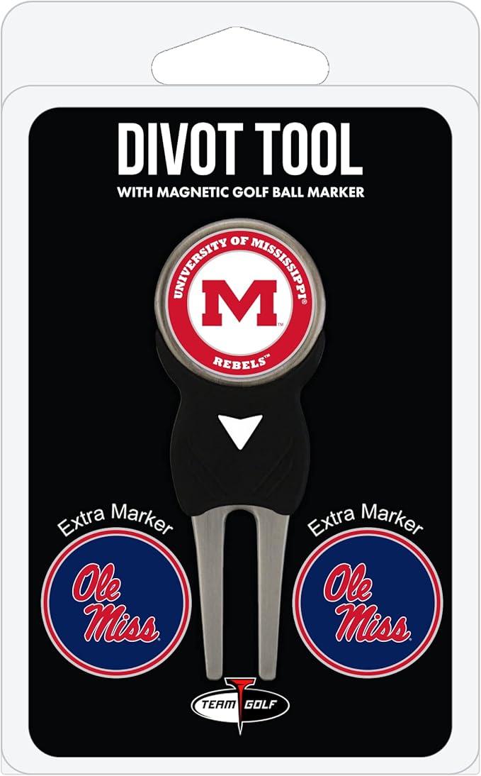 Team Golf NCAA Divot Tool with 3 Golf Ball Markers Pack, Markers are Removable Magnetic Double-Sided Enamel