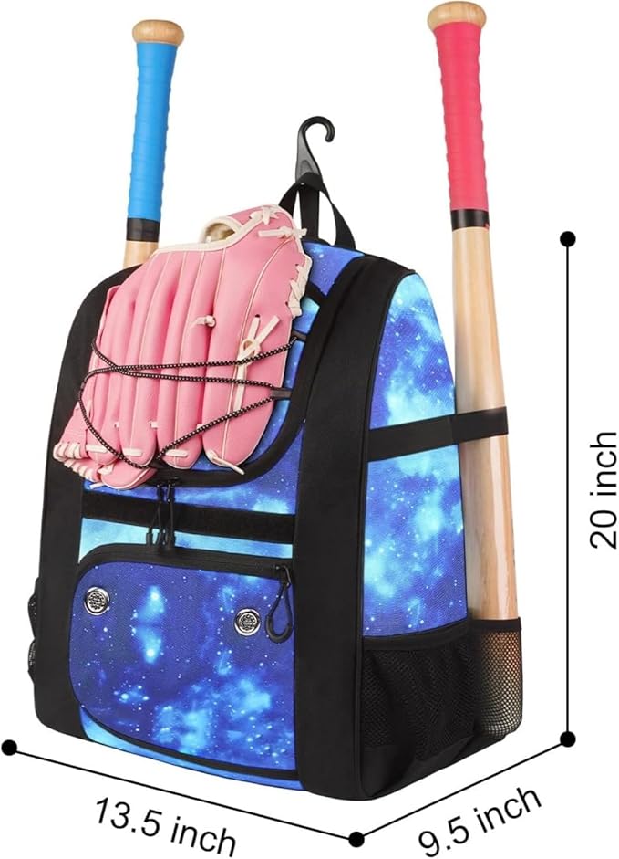 MATEIN Softball Bag, Lightweight Baseball Backpack with Shoe Compartment, Baseball Bag with Fence Hook for TBall Bat & Equipment, Softball Gifts Catchers Backpack for Women Fit Catcher’s Mitt, Helmet
