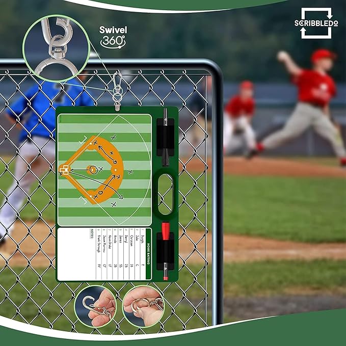 Baseball Dry Erase Lineup Board 15x10.5 Double Sided Coaching Whiteboard with 2 Markers Softball and Baseball Scorekeeping Accessories