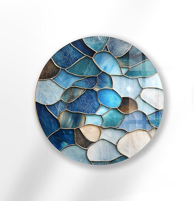 My Photostation.com 27.5'' Diameter Coastal Blue Stone Mosaic Round Glass Wall - Image 6