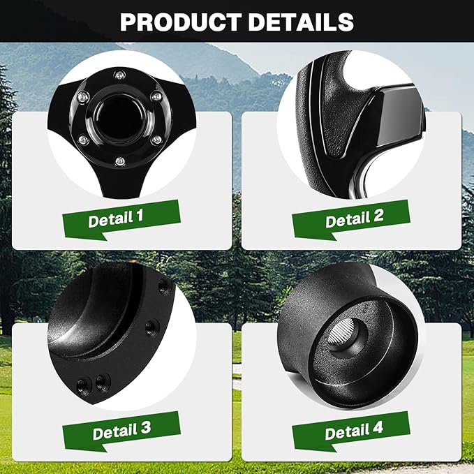 Golf Cart Steering Wheel and Golf Adapter for EZGO TXT & RXV Golf Carts Adapter Skid -(5156BLACK)