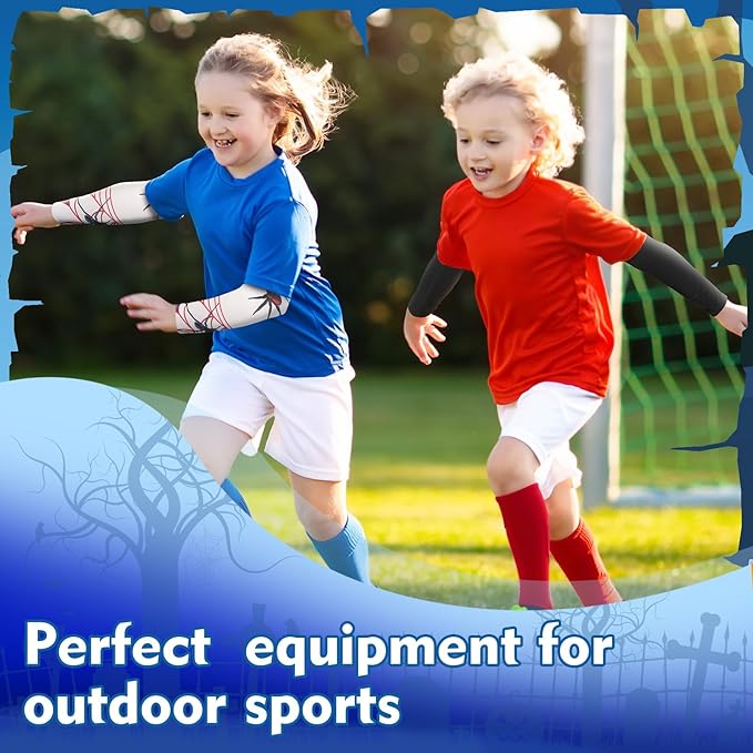 Newcotte 12 Pairs Arm Sleeves for Kids Compression Football Baseball Arm Sleeve Youth UV Protection Breathable Cooling Sleeve