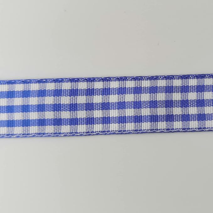 Blue and White Woven Edge Plaid Ribbon 100% Polyester Gingham Ribbon 25 Yards - Image 8
