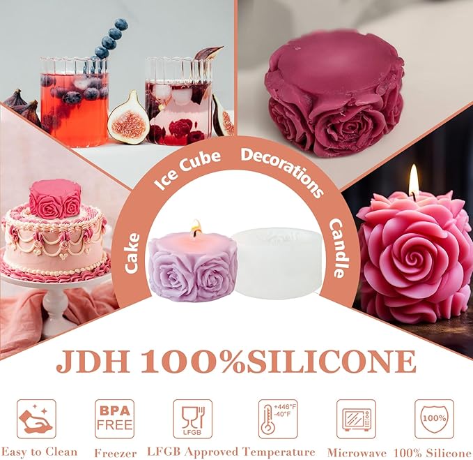 Rose Flower Column Candle Molds Day Cylinder Resin Casting Mold - Image 2