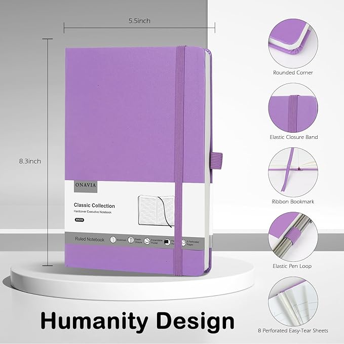 Lined Journal Notebooks for Work, A5 Size 100 GSM Thick Paper, Classic Ruled - Image 2