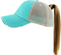Classic Plain Ponytail Messy High Bun Headwear Adjustable Cotton Trucker Mesh Glitter Hat Baseball Cap