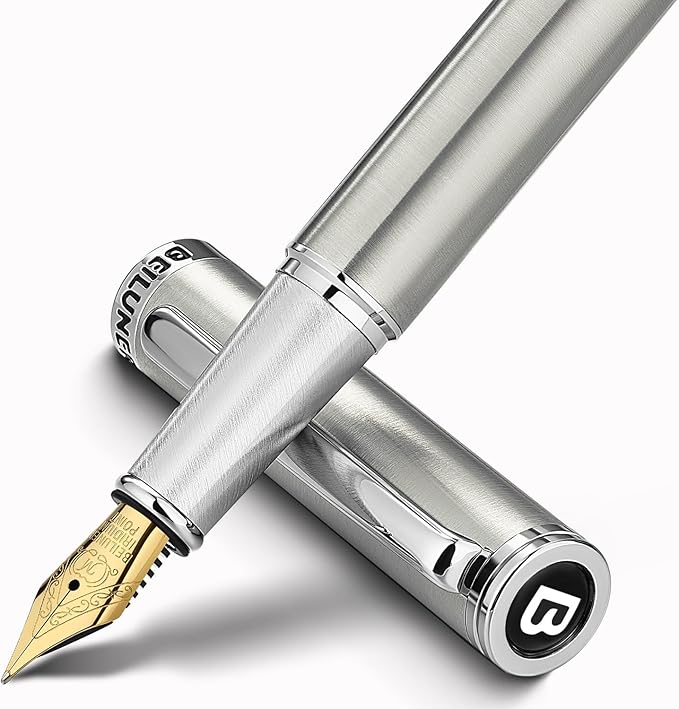 BEILUNER Luxury Fountain Pen Set, Solid 24K Gilded Medium Nib by BEILUNER