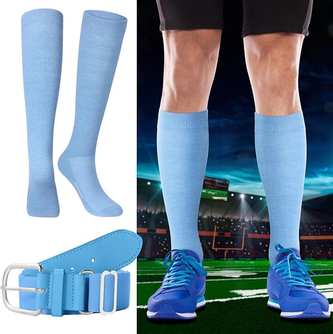 Haysandy Baseball or Softball Sock and Belt Combo Set 3 Football Baseball Socks with Softball Belt for Youth Boys Kids