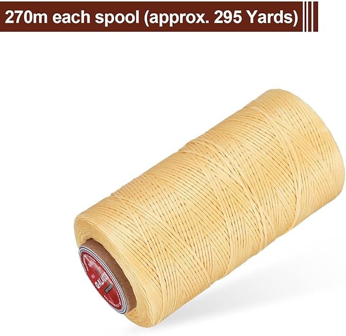 uxcell Flat Leather Sewing Waxed Thread, 270m / 295 Yards Polyester Wax String - Image 3