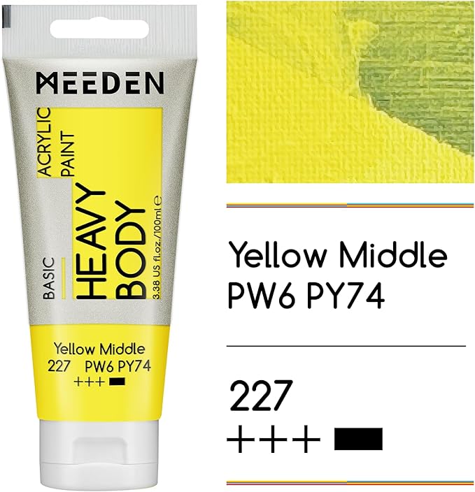 MEEDEN Acrylic Paint Yellow Middle: 100ml/3.38oz Heavy Body Acrylic Paint Tube - Image 2