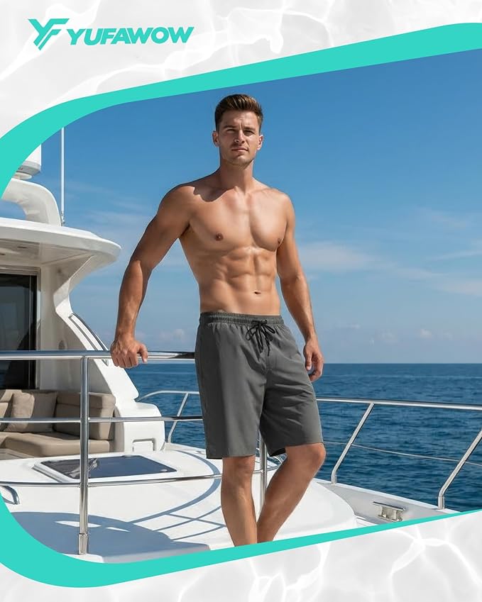 9 Inch Men Swim Trunks with Mesh Lining Quick Dry Breathable Pockets for Summer Beach Cruise Water Park Gym Running