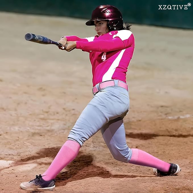 XZQTIVE 3 Pairs of Baseball Softball Socks and 1 Baseball Softball Belt Combo Set Knee-High Soccer Socks for Kids Youth Adult