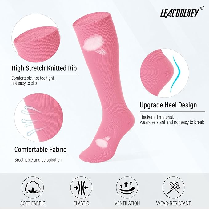 LEACOOLKEY Baseball Belt and Socks Combo Set Adjustable Softball Socks and Elastic Belt for Youth and Adult