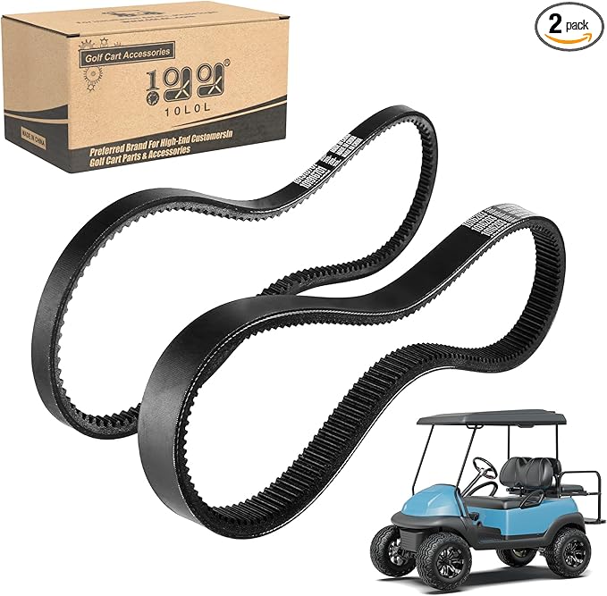 10L0L Golf Cart Drive Belt & Starter Generator Belt Kit for Club Car DS 1992-Up & Precedent 2004-Up, Compatible with FE290, FE350 and Kawasaki OHV Engine, Replaces OEM 101916701