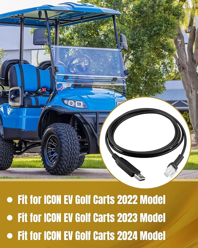 6Ft USB Programming Cable 6' Fit for ICON EV Golf Carts 2022 2023 2024