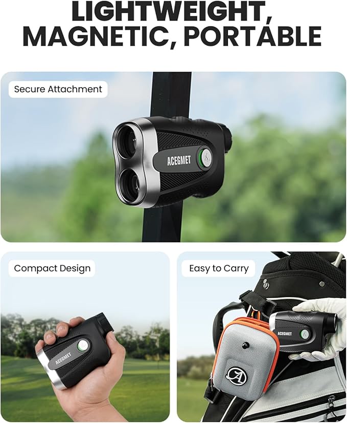 ACEGMET PF2C Golf Rangefinder with Slope, 0.3s Flag Pole Locking Vibration, ±1yd Accuracy, 1100 Yards Rechargeable Laser Range Finder Golf with Magnetic, Golf Accessories for Men