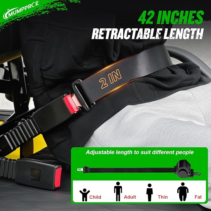 4 Pack Universal Golf Cart Seat Belts, Fits 4-Seats EZGO, Club Car Yamaha Golf Cart, Retractable 2+2/4 Passengers Seat Belts Kit, Front Rear Seat Belts with Bracket