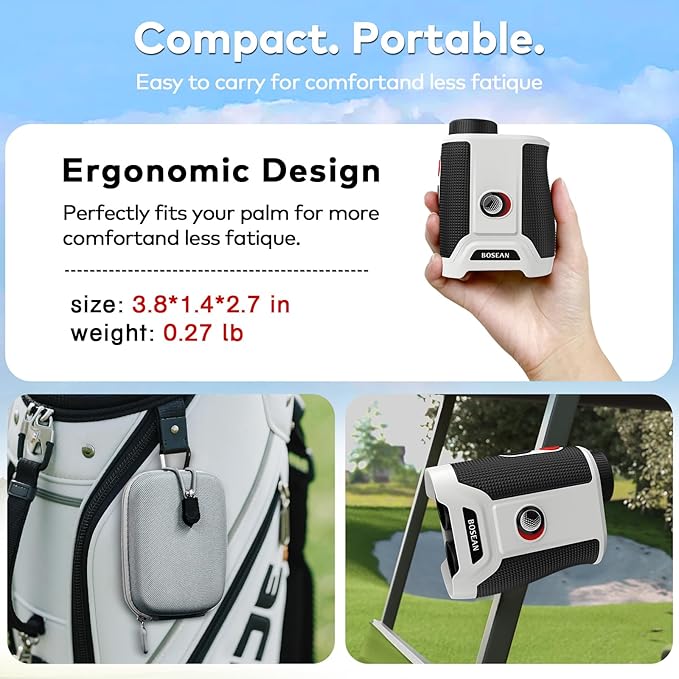 Magnetic Golf Rangefinder with Slope, 1200/1500Yd Range Finder Golf, Switch for Tournament, 7X Magnification Flag Lock, Rechargeable Distance Measurment Device Accessory for Men