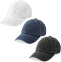 MEINICY 3 Packs Washed-Cotton Plain Baseball Cap, Vintage Adjustable Dad Hats Gift for Men/Women,Unstructured
