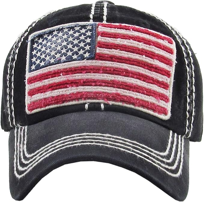 KBETHOS Flag USA America Military Thin Blue Line Thin Red Line Vintage Distressed Baseball Cap Dad Hat Unisex Adjustable…