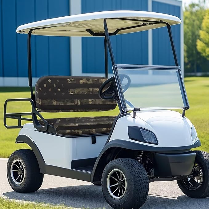 Bulopur American Flag Camo Golf Cart Seat Towel Covers Ezgo Club Car Golf Cart Seat Covers Suitable for All Weather, Easy to Install and Washable