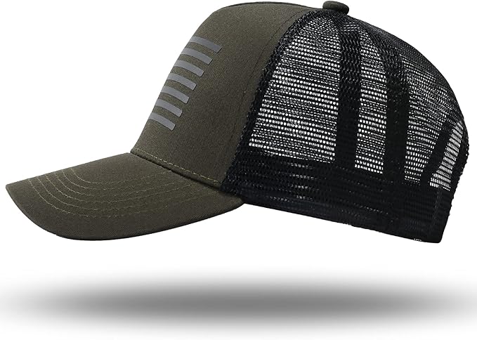 American Flag Trucker Hat - Snapback Hat, Baseball Cap for Men Women - Breathable Mesh Side, Adjustable Fit - for Casual Wear