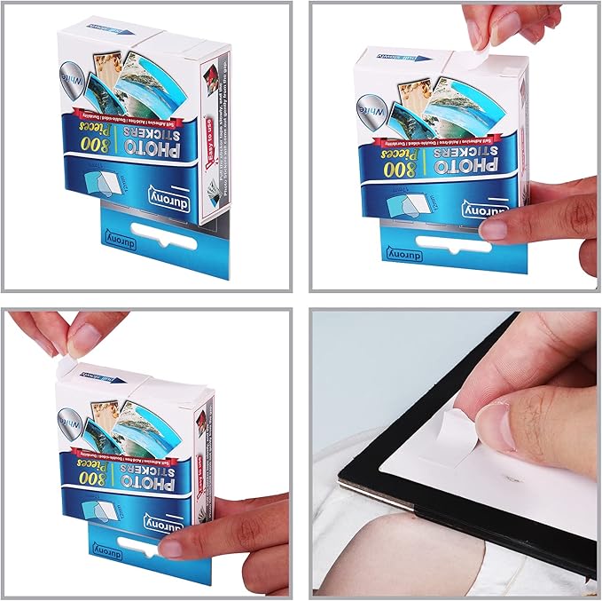 durony 800 Pieces Photo Sticker White Double-Sided Self Adhesive Photo Tapes - Image 2