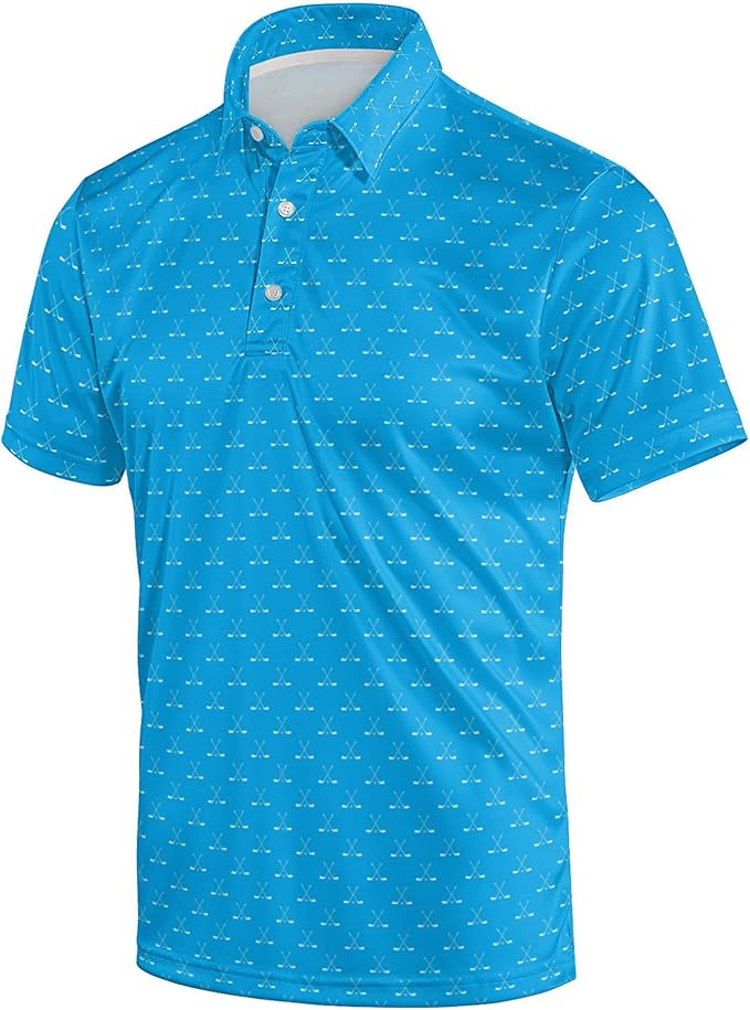 Golf Polo Shirts for Men Funny Print Short Sleeve Golf Shirts Performance Golf Polos