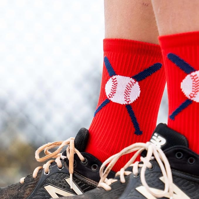 ChalkTalkSPORTS Baseball Socks - Performance Socks for Baseball Players - Crossed Bats - Youth and Adult Sizes