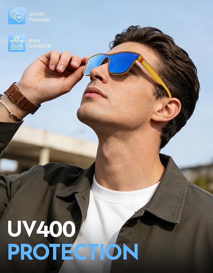 DEAFRAIN Polarized Sunglasses for Men Women - UV400 Protection 21.5g Sport Sun Glasses for Driving Fishing Running Golf
