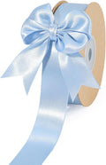 LaRibbons 1 Inch 50 Yard Double Faced Satin Ribbon, Light Blue Satin Craft by LaRibbons