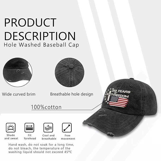 US 250th Anniversary Hat, Patriotic Embroidered Cap, 1776-2026 Freedom Celebration, 250 Years American History Gift Patriots
