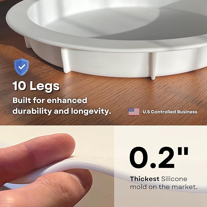 Alaskey® Premium Round Resin Table Silicone Mold 14"x2" | Durable, No Seal - Image 2