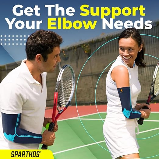Sparthos Arm Compression Sleeve - Forearm Brace for Recovery, Support for Athletic Sports Running Tennis Baseball Lifting Football Gym Fit Shooting Weightlifting Golf - for Men and Women (Blue-XS)