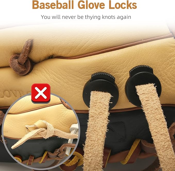 AliBall Glove Locks, Lace Locks for Baseball Glove 8 Pack, Never Need Thying Knots Again, Strong Elasticity, Made Plastic and Springs, Fits All Gloves, Baseball Gloves Accessories