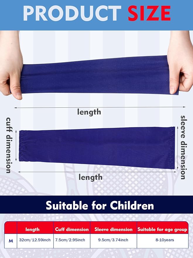JaGely 16 Pairs Ice Cream Arm Sleeves for Kids UV Sun Protection Football Basketball Baseball Compression Long Sleeves Youth