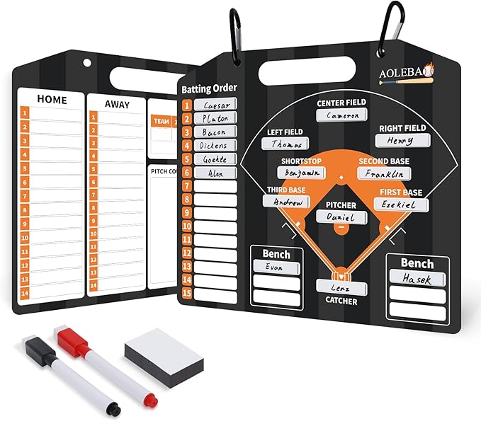 AOLEBA Baseball Lineup Board for Dugout,Dry Erase Magnetic Metal Baseball Clipboard for Coaches