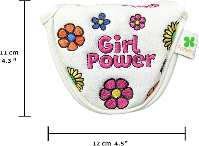 Foretra Driver Headcover Golf Club Covers Blade Mallet Putter Cover Alignment Stick Holder Hybrid Fairway Wood Head Cover Girl Power Novelty Golf Accessories for Most Brands