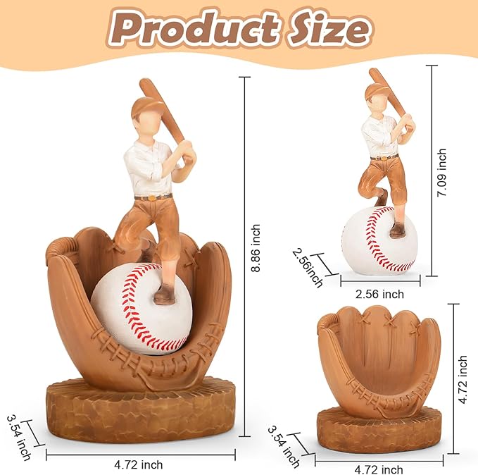Baseball Display Case Baseball Holder: Baseball Stand Holders Balls Display Set Baseball Gifts for Boys, Sons, Men,Team Player Resin Baseball Figurines Baseball Collector Memorabilia Baseball Gifts