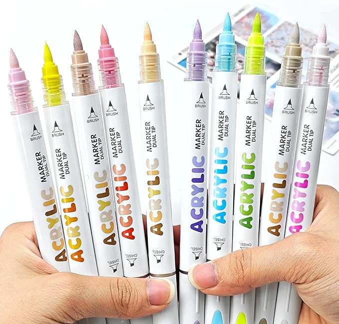 kander 12 Colors Dual Tip Acrylic Paint Markers, Coloring on Wood, DIY Crafts - Image 2