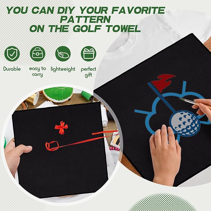 Batiyeer 30 Pcs Bulk Golf Towels for Golf Bags 16'' x 16'' Microfiber Fabric Golf Towel Waffle Pattern with Clip for Bags Men Mini Tournament Fitness Yoga Camping (Black)