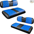 NOKINS 4PCS Golf Cart Diamond Seat Covers Kit,Front and Rear Seat Covers for Club Car Precedent/EZGO TXT/Yamaha Original Regular Seat Cushion (Blue and Black, Fit EZGO TXT 1994-2013)