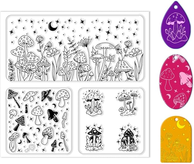 CHGCRAFT Polymer Clay Texture Sheet Mushrooms Silicone Texture Stamp Stars - Image 8