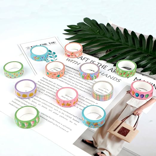12 Rolls Summer Farm Washi Tape, Farm Animals Chicks Rabbits Masking Tape - Image 4