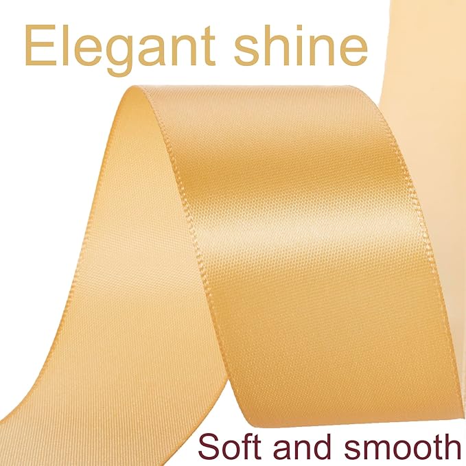 1-1/2 Inch Gold Ribbon, 50 Yards Craft Polyester Satin Ribbon Perfect - Image 3