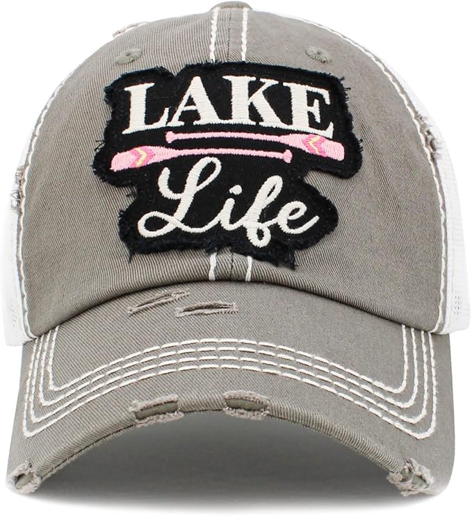 Funky Junque Distressed Vintage Baseball Cap - Embroidered Patch Women's Hat - Holiday, Lifestyle & Patriotic Designs
