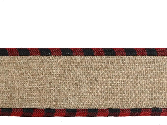 MEEDEE Burlap Christmas Ribbon Wired Burlap Ribbon 2.5 Inch 10 Yards Fall - Image 2