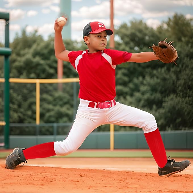 Dxhycc Youth Baseball Socks and Belt Combo Set Softball Baseball Socks and Elastic Waist Belt for Youth Boys Girls