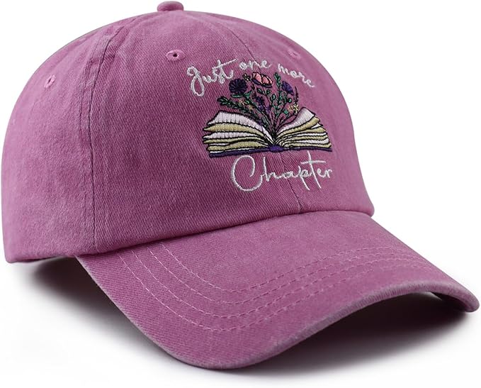 Just One More Chapter Hat for Men Women, Funny Adjustable Cotton Embroidered Book Lover Bookish Baseball Cap